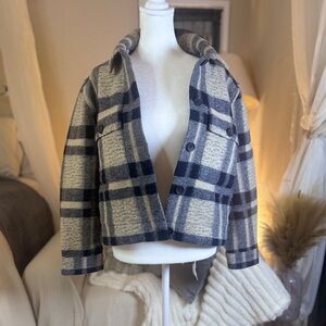 Rails Plaid Pea Coat in Gray and Black